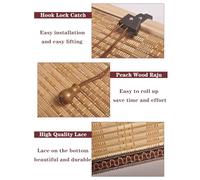 Natural Bamboo Roller Blinds 65x340cm - Retro Roman Shades Blackout & Privacy Window Treatments for Indoor/Outdoor Breathable Coverings for Balcony Patio & Porch Decor
