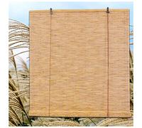 Natural Bamboo Roller Blinds 70% Light Filtering Shades No Drill Roman Curtains for Indoor/Outdoor Use Perfect for Windows Doors Gardens (W150xH220cm/59x86.6in)
