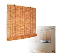 Natural Bamboo Roller Blinds, Retro Roll Up Window Blind For Privacy Protection, Sun Shade, Blackout, Ventilation, Easy Installation(W51xH110IN(130x280CM))