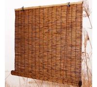 Natural Bamboo Roller Shades Retro Charcoal Straw Curtains Light Filtering & UV Protection Indoor/Outdoor Use 140x280cm (55x110in) Elegant Window Covering.