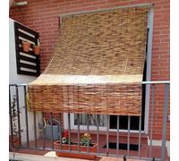 Natural Bamboo RollUp Shades for Outdoor Use Waterproof & eathable Jute Blin for Patio Gazebo Dining Area (130x280cm/51x110in)
