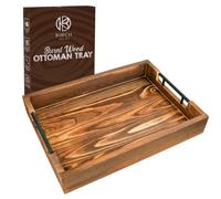 Wooden Serving Tray - Ottoman Tray - Modern Decorative Trays with Metal Handles - Coffee Table Tray for Living Room, Bedroom, Entryway & Kitchen - Table, Couch & Food Tray