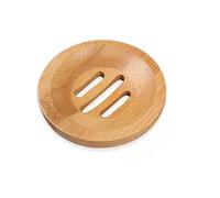 Natural Bamboo Soap Dish, Non-Slip Round Soap Storage Holder for Shower (1)