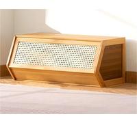 Natural Bamboo Storage Unit - Stackable Drawer Cabinet with Hinged Doors and Stylish for Kitchen Countertops and in Cabinets