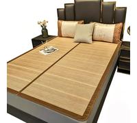 Natural Bamboo Summer Sleeping Mat, Reversible Cool Bed Mat With Eco-Friendly Grass Side, Foldable Breathable Cooling Mattress Pad For Queen Full Twin Bed, Home Dorm(190x135cm)