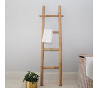 Natural Bamboo Towel Ladder With 4 Rungs - Bamboo Towel Rack For Bathrooms, Hallways & Bedrooms