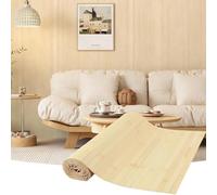 Natural Bamboo Wall Panel / Bamboo Wainscoting Roll, Natural Wood Paneling for Interior Wall Decor, Self-Adhesive Pole Wrap for Kitchen Island, Living Room, Office, 94.5 x 15.7 Inches