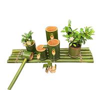 Natural Bamboo Water Fountain with Pump, Water Features Decor Kit with Rotating Water Wheel, Feng Shui Zen Fountains, for Patio Garden Pond Fish Tanks,100cm