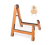 Natural Bamboo Wood Guitar Stand,A-Frame Folding String Instrument Holder with Soft Rubber Covering,Adjustable Musical Instrument Stand for Acoustic Guitar Violin Banjo Cello