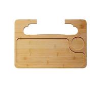 Natural Bamboos Tray For Car Double Surfaces Design Portable Foldable Food Laptop Desk Organizers Nonslip Natural Bamboos Car Meal Table