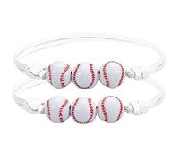 Natural Bangle Bracelets Rings Softball Beads Bracelets Friendship Bracelet Beaded Adjustable Softball Gifts For Girls Boys Teens Sport Party Small Natural Pink Sets Rings, one size, Wood, No Gemstone