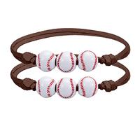 Natural Bangle Bracelets Rings Softball Beads Bracelets Friendship Bracelet Beaded Adjustable Softball Gifts For Girls Boys Teens Sport Party Small Natural Pink Sets Rings, one size, Wood, No Gemstone