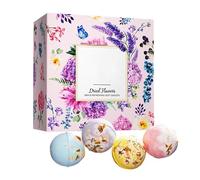 Natural Bath Balls, Pack of 4 Bath Additives with Dried Flowers, Deep Cleaning Bath Balls, for Women, Mothers, Spa Lovers, Romantic Bath, Wellness, Hotel, Birthday