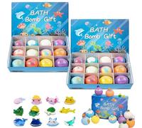 Natural Bath Bombs for Kids with Mega Bubbles & Surprise Inside, 12-Pack Organic, Gentle & Kid Fizzies Kids Bath Bombs with Surprise Spring Toys Inside, Rich Bubbles, Easter Gift for Kid (2PC)
