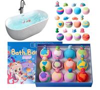 Natural Bath Bombs for Kids with Mega Bubbles & Surprise Inside, 12 Pieces, Refreshing with Rainbow Colorful, Professional Grade Skin Care, Kids Stocking Stuffers for Family Friends Children