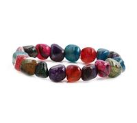 Natural Bead Stretch Bracelet - Colorful Ice Crack Irregular Gemstone Bracelet - Good Luck Jewelry Birthday Gift