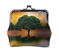 Natural Beauties Print Small Coin Purse Kiss-Lock Leather Pouch Change Wallet Gifts for Men Women