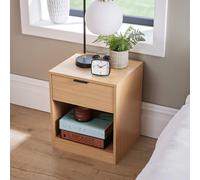 (Natural) Bedside Table with Storage Drawer and Shelf