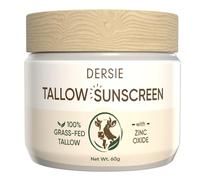 Natural Beef Tallow Sunscreen SPF 30: Instant Sun Protection with 100% Grass Fed Tallow and Zinc Oxide - Deep Hydration & Non-Greasy Formula for Adults and Kids (2.12 oz) (60 g (Pack of 1))