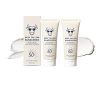Natural Beef Tallow Sunscreen Spf 50+, Beef Tallow Sunscreen Spf 50+, With 100% Grass Fed Tallow And Zinc Oxide - Deep Hydration & Non-Greasy Formula, Non-Greasy Sunblock for Outdoor & Beach (2Pc)