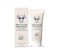 Natural Beef Tallow Sunscreen SPF 50, Natural Broad Spectrum UVA/UVB Protection, Moisturizing Non-Greasy Sunblock for Face & Body, Water Resistant, 70g