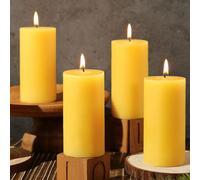 Natural Beeswax Pillar Candles,140 Hours Long Burning Pure Beeswax Candles Bulk,Unscented Bees Wax Candle for Home,Prayer,Dripless Smokeless Organic 100% Pillar Candles 2x4in-4pack