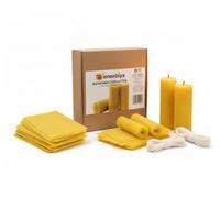 Natural Beeswax Plates for Candles Pack of 12 - 20 x 20 cm Yellow Wax Plates with Cotton Wick - DIY Candles Craft Set Made of Beeswax for Family, Children & Friends