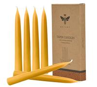 Natural Beeswax Taper Candles, DEYBBY Smokeless and Dripless Beeswax Candles, Long Lasting Burning, Nontoxic, 8 inch, 6 Pack