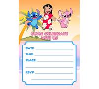 NATURAL BEHAVIOUR 20x 8.3x Lilo&StitchPink-2 Birthday Invitations and Envelopes - Fill-in Happy Birthday Party Invitations for Kids, 6X4 Inches, Postcard Style