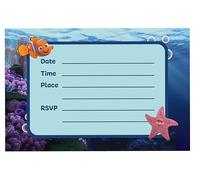 NATURAL BEHAVIOUR 20x Finding Nemo Birthday Invitations and Envelopes - Fill-in Happy Birthday Party Invitations for Kids, 6X4 Inches, Postcard Style