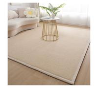 Natural Beige Non-Slip Bamboo Area Rug Woven Floor Mat with Fabric Border for Living Room Hallway Bedroom Teahouse - 1.5x1.5m / 4.92x4.92ft