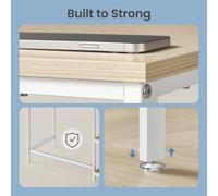 (Natural Beige, Pearl White) Computer Desk with 2 Shelves on Left or Right, Writing Desk, Work Table for Office Living Room, Steel Frame