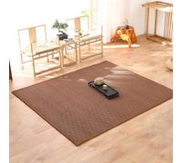 Natural Beige Woven Floor Mat, Japanese Zen Style Rug with Non-Slip Backing & Odor-Free, Soft Cushioned Carpet for Home Office Yoga - Rollable(Dark brown,150cm*210cm)