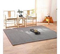 Natural Beige Woven Floor Mat, Japanese Zen Style Rug with Non-Slip Backing & Odor-Free, Soft Cushioned Carpet for Home Office Yoga - Rollable(Grey,90cm*200cm)