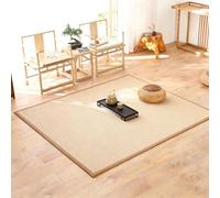Natural Beige Woven Floor Mat, Japanese Zen Style Rug with Non-Slip Backing & Odor-Free, Soft Cushioned Carpet for Home Office Yoga - Rollable(Light brown,200cm*300cm)