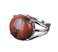 Natural Big Red Jasper Ring Crystal Round Ring Adjustable Women'S Open Stone Rings Reiki Balance Ankle Finger Rings Eternity Ring For Women Girl Men