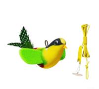 Natural Bird Cat Toy with Chirping Sounds Built-in Catnip Feathered Interactive Hanging Toy for Cats 5in x 1.8in x 2.4in(Green)