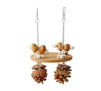 Natural Bird Toys, Interactive Chew Swing Set, 8 Inch Perch with Foraging Blocks, Wooden Parrot Accessories, Cage Decor with Colorful Design, Avian Supplies for Indoor Outdoor