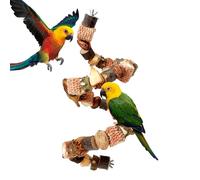 Natural Bird Toys - Pineapple Nuts Log Blocks, Cockatoo and Cockatiel Foraging Toys with Climbing Ladders, Parrot Shredding Accessories for Parrots and Parakeets Play Enrichment