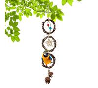Natural Bird Toys - Swings Perches Bird Cage Chewing Toys,Natural Bird Chewing Toy Swing With Star And Pinecone For Parrots, Bird Cage Accessories For Climbing, Chewing, Unraveling, Preening