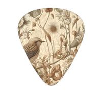 Natural-Birds-Flowers-Painting 12 Pack Guitar Picks With 3 Thicknesses And Storage Box, Abs Plectrums For Electric Bass Guitar Players