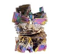 Natural Bismuth Ore Crystal Decor - Stunning Rainbow Geometric Structure, 1-1.3kg, Unique Home & Office Decor