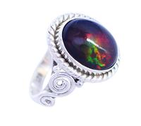 Natural Black Ethiopian Opal Gemstone 925 Sterling Silver Statement Ring SZ-O 1/2 FSJ-4989-A Jewelry for Spring Weddings