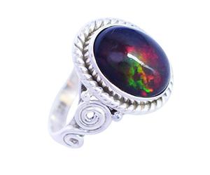 Natural Black Ethiopian Opal Gemstone 925 Sterling Silver Statement Ring SZ-O 1/2 FSJ-4989-A Jewelry for Spring Weddings