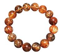 Natural Black Gold Super Seven Crystal Bracelet for Men and Women - Handmade Gemstone Beaded Stretch Bracelet for Yoga and Meditation(15mm)