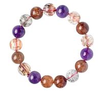 Natural Black Gold Super Seven Round Beaded Bracelet - Healing Crystal Stone Stretch Bracelet for Men & Women - uniquely Chakra Jewelry Gifts for Birthdays & Special Occasions(12mm)