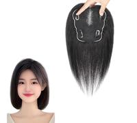 Natural Black Hair Toppers For Women 100% Real Human Hair Toupee 360° 3D Cover Hairpieces Clip In Top Wiglets For Thinning Hair,Elegant Straight Hair Extensions(30cm)