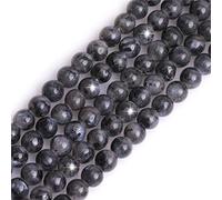 Natural Black Larvikite Gemstone Semi Precious Round 6mm Loose Beads for Jewellery Making DIY Bracelet Necklace Crafts 15''