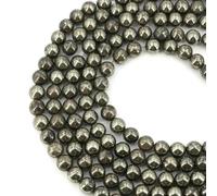 Natural Black Larvikite Labradorite Stone Beads Round Loose Bead for Jewelry Making Bracelet Necklace Accessories 15" 4/6/8/10mm-Iron Pyrite-6mm (About 63pcs)