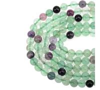 Natural Black Larvikite Labradorite Stone Beads Round Loose Bead for Jewelry Making Bracelet Necklace Accessories 15" 4/6/8/10mm-Fluorite-6mm (About 63pcs)